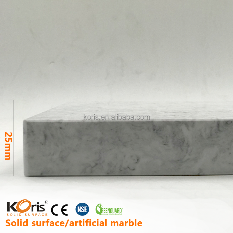 Surface solide acrylique, marbre artificiel de 25 mm d'épaisseur