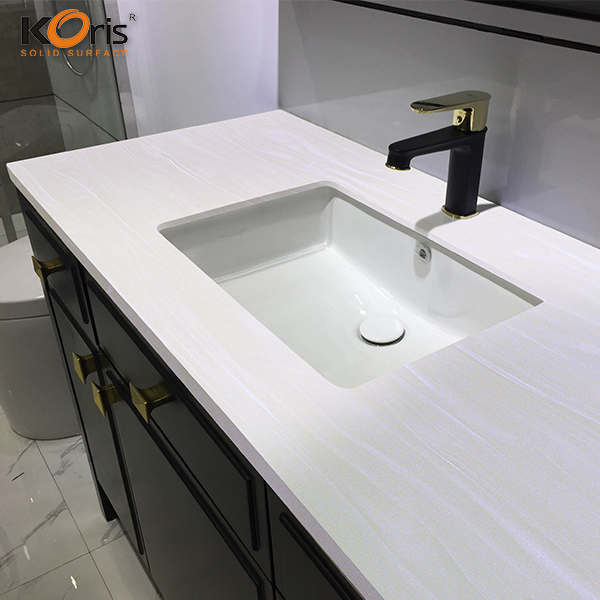 Personnalisez le dessus de travail en pierre artificielle durable de surface solide acrylique de couleur