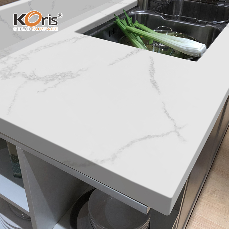 100% pur acrylique Staron surface extérieure solide marbre-comme la coupe à la taille de la table en pierre artificielle de comptoir